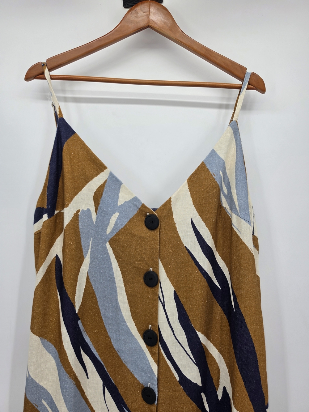 Cala de la Cruz Linen Tent Neutal Midi Dress Womens Xl Nwt - Picture 4 of 8